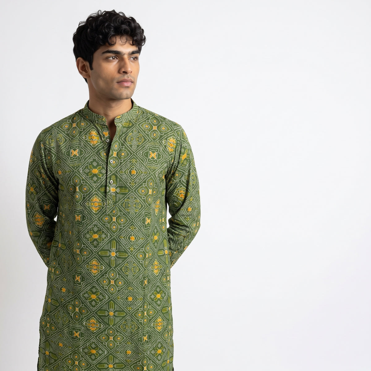 Emerald Bandhej Royal Kurta(2228)