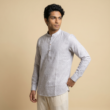 Men's Geometric Print Short Kurta (430)