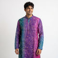 Royal Purple & Teal Printed Men's Kurta (10304)