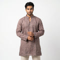 Premium Mauve Grey Embroidered Men's Designer  Short Kurta(7690)
