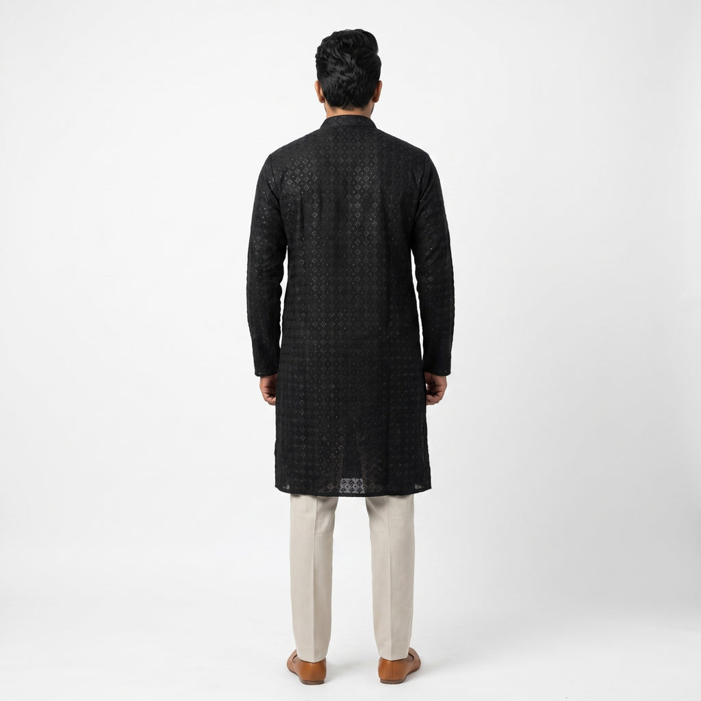 Midnight Diamond Chikankari Kurta(70113)