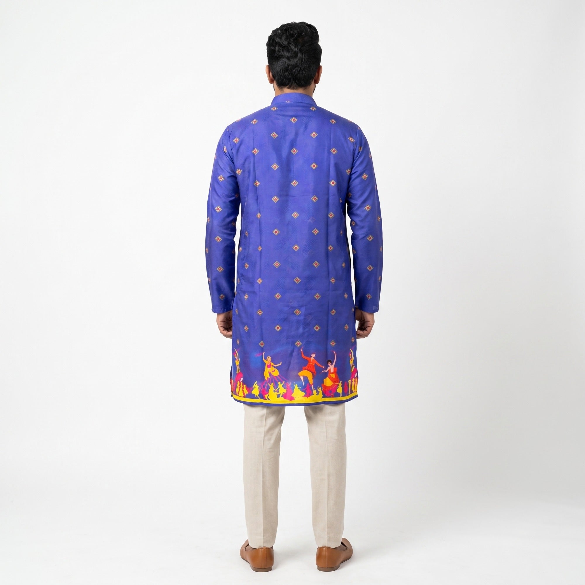 Royal Blue Festive Garba Print Kurta(1252)