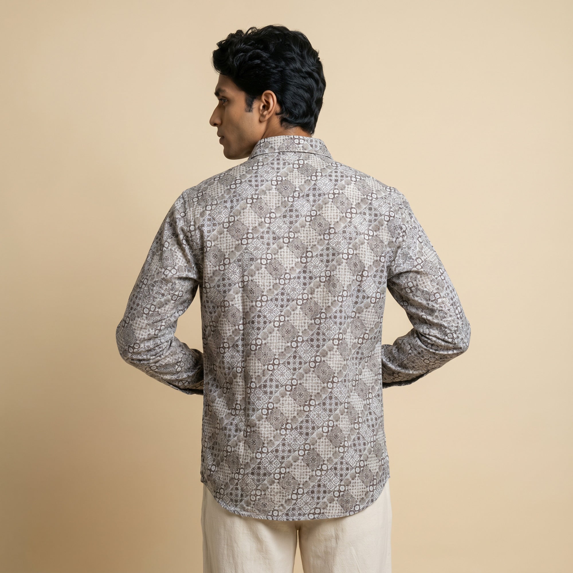Silver Green Printed Apple Cut Short Kurta (453)
