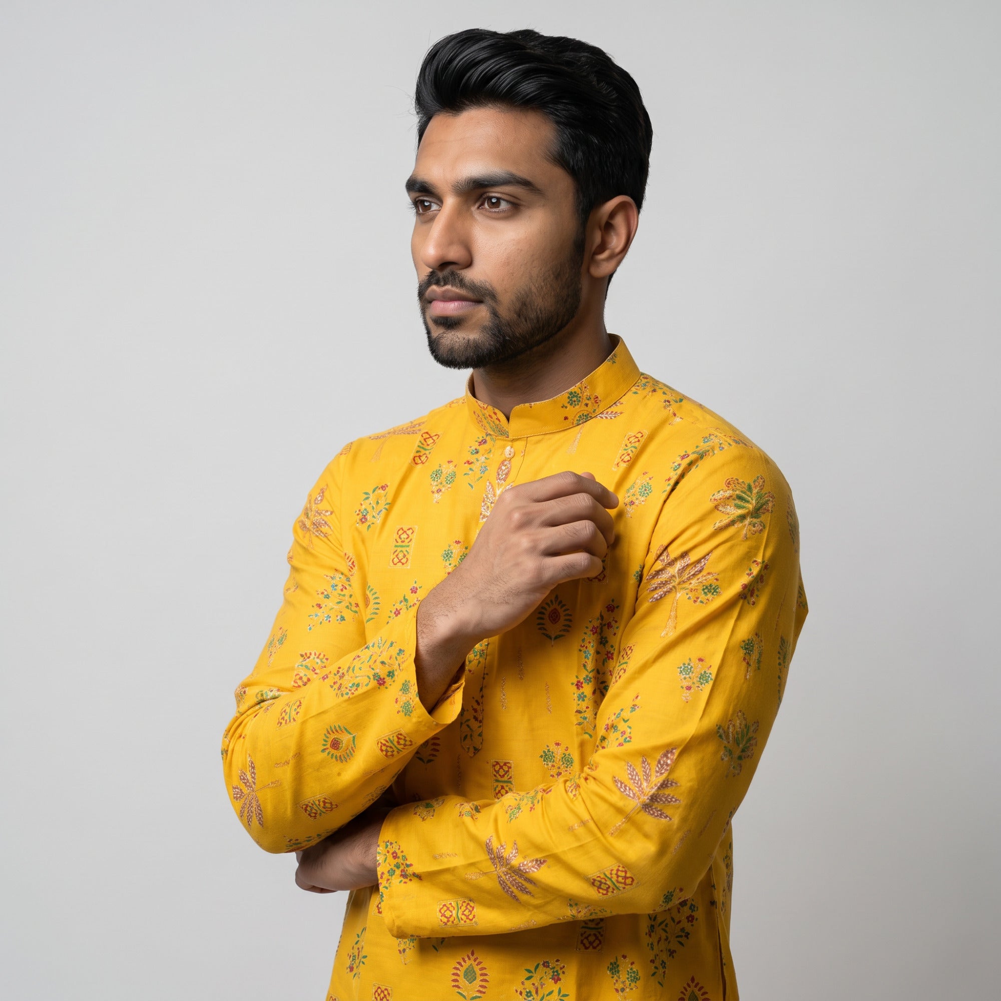 Mustard Bloom Heritage Printed Kurta (4578)