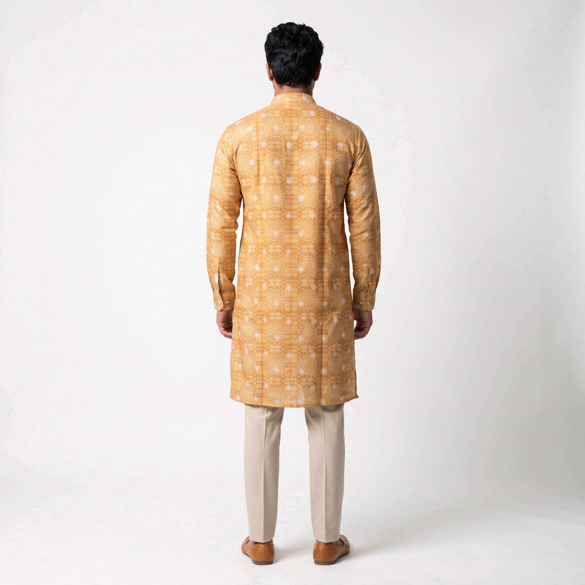 Mustard Gold Printed Ethnic Kurta(1557)