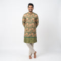 Emerald Mosaic Floral Silk Kurta(50056)