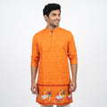 Tangerine Orange Festive Garba Print Kurta(1252)