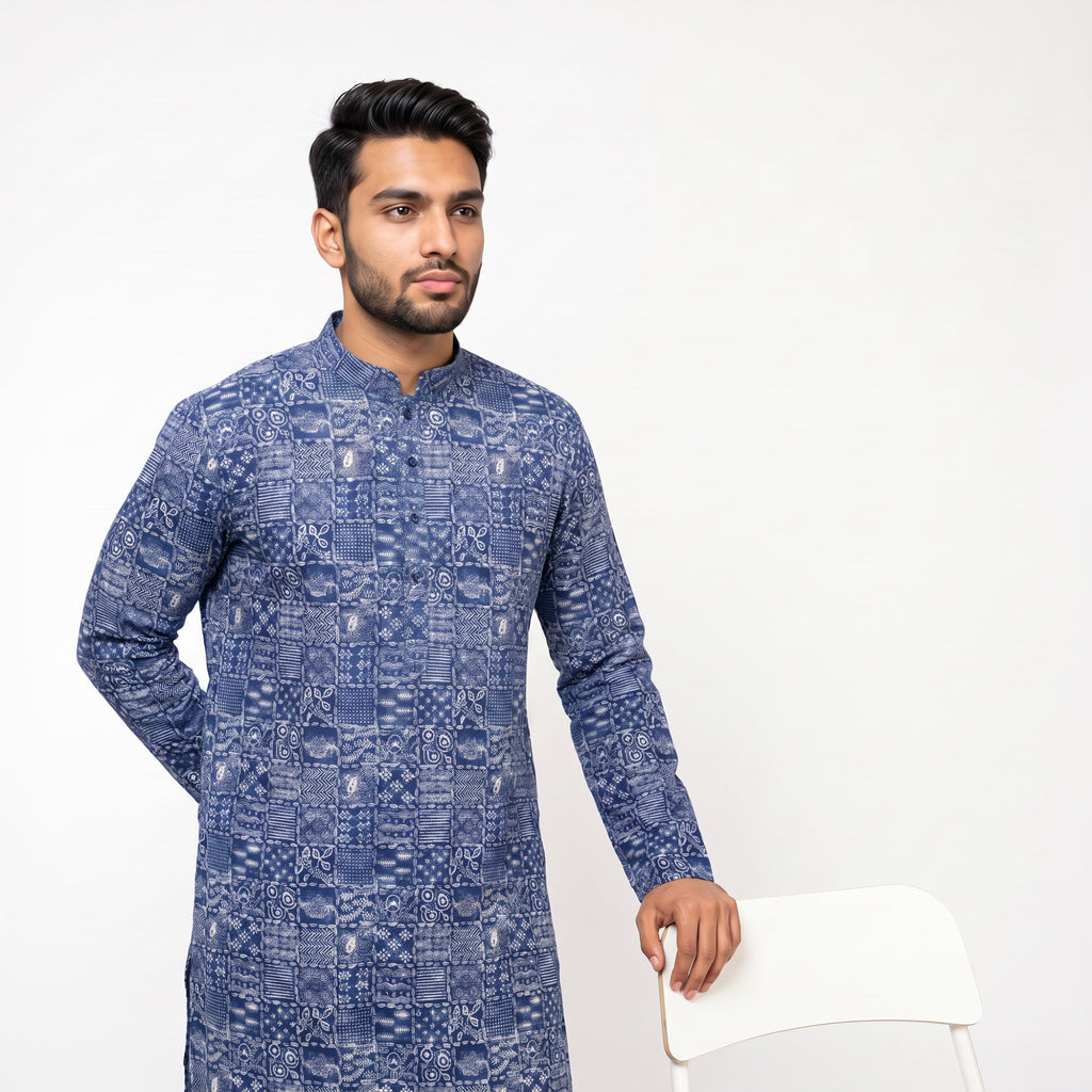 Shahi Indigo Patchwork Kurta (4556)