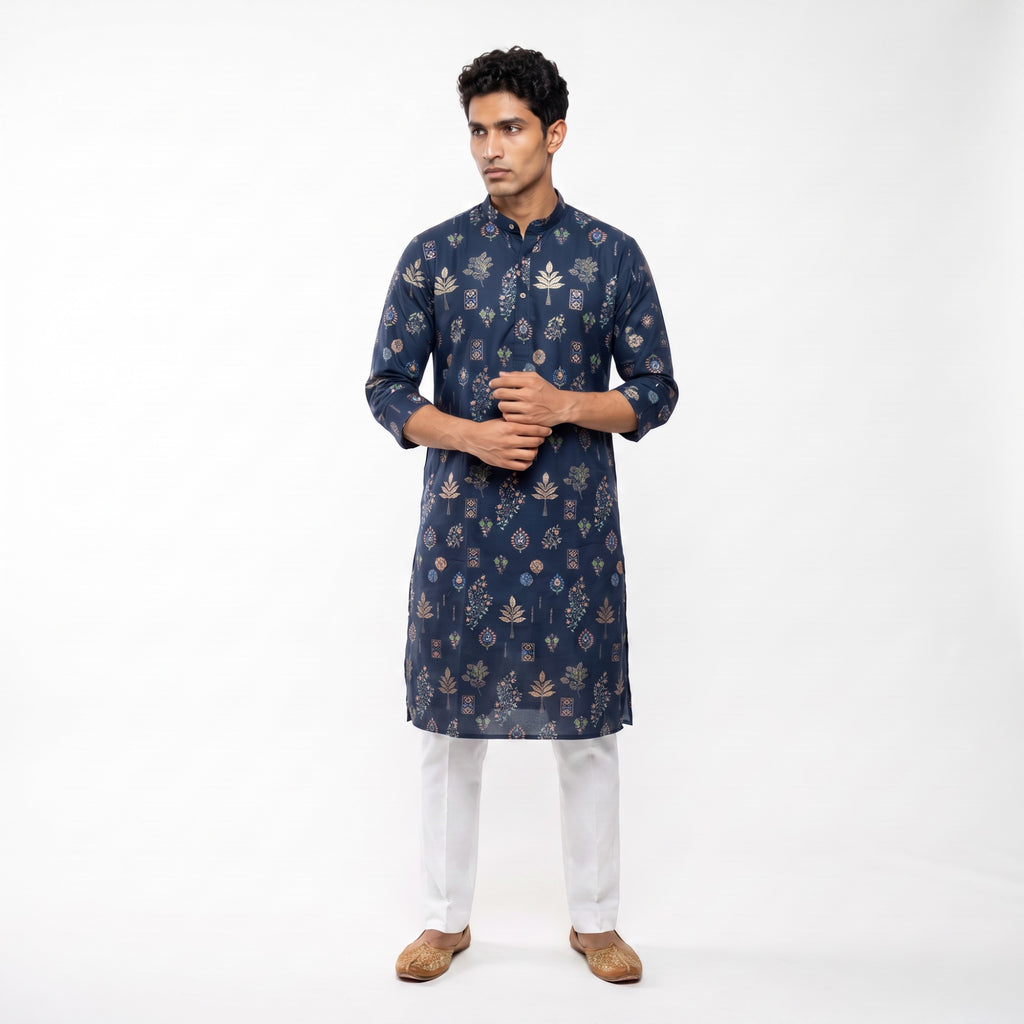 Navy Blossom Festive Kurta (4578)