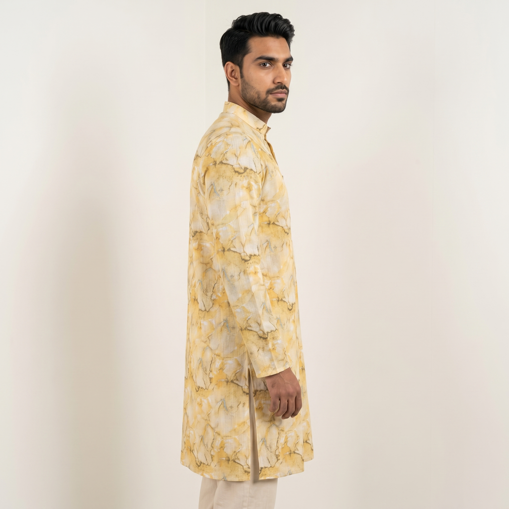 Golden Sand Abstract Print Kurta Set (4545)
