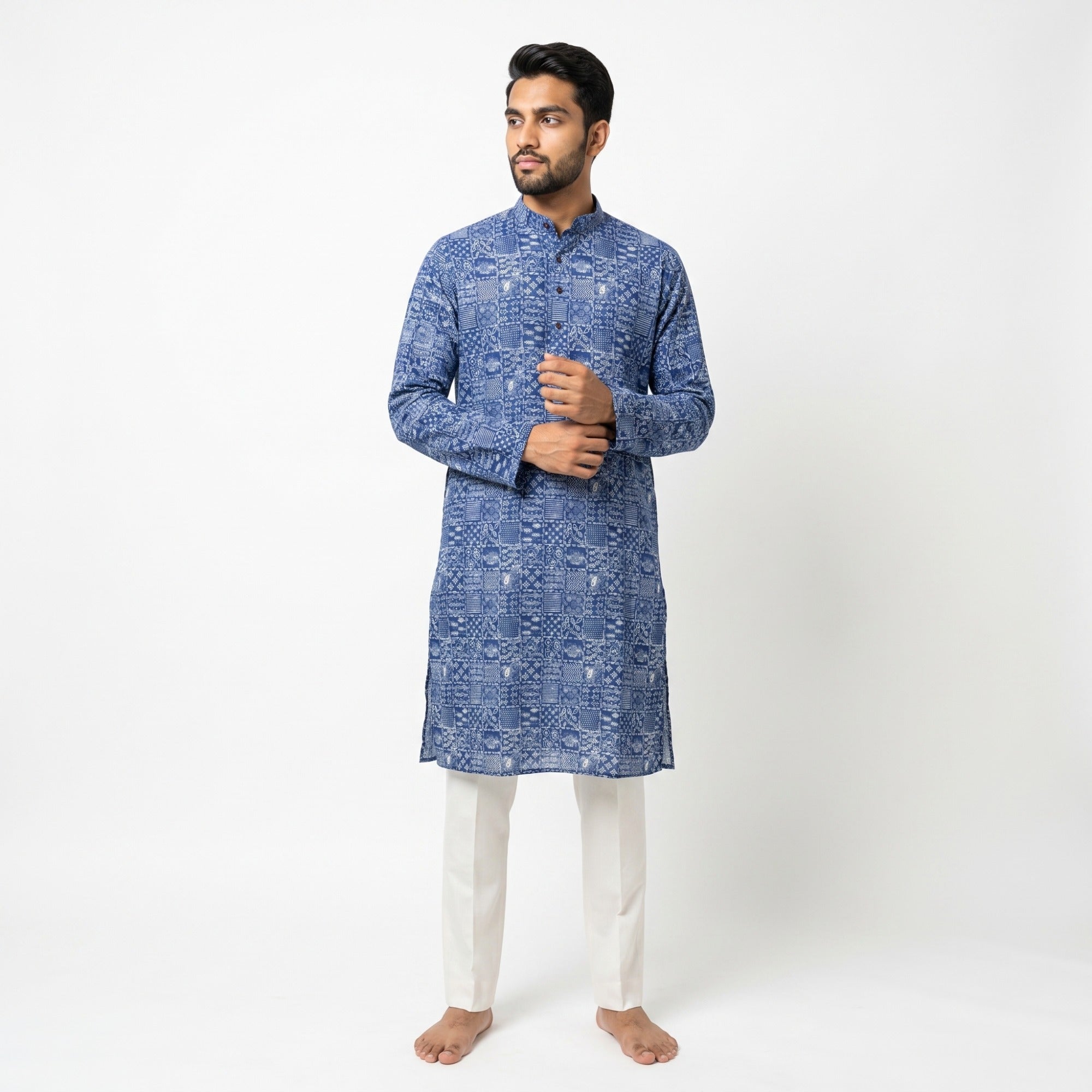Shahi Indigo Patchwork Kurta (4556)