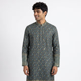 Multi-Color Grid Kurta with Zari Border(50053)