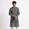 Multi-Color Grid Kurta with Zari Border(50053)