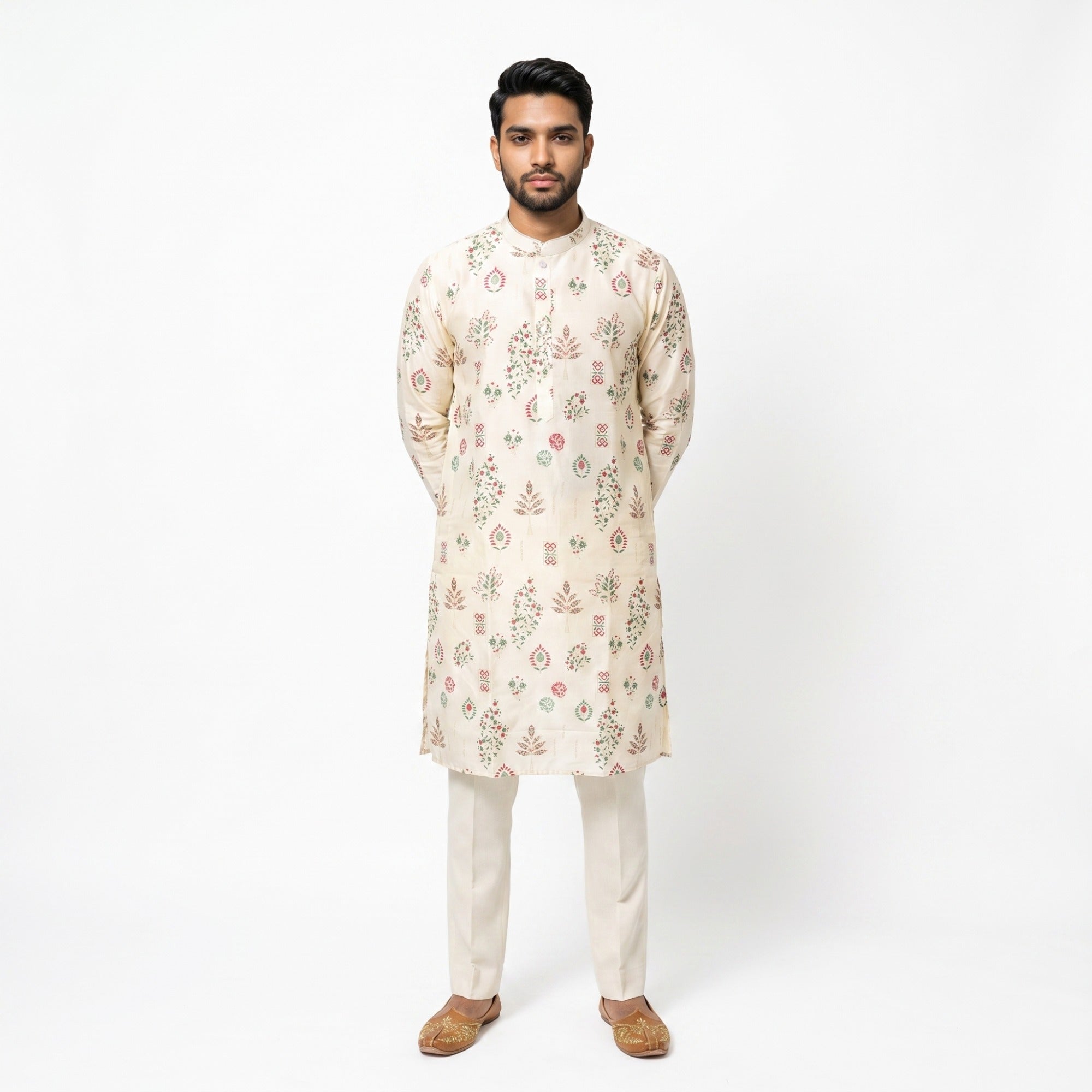 Men’s Off-White Floral Printed Silk-Blend (4578)