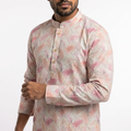 Blush GeoPrint Mandarin Collar kurta (19977)