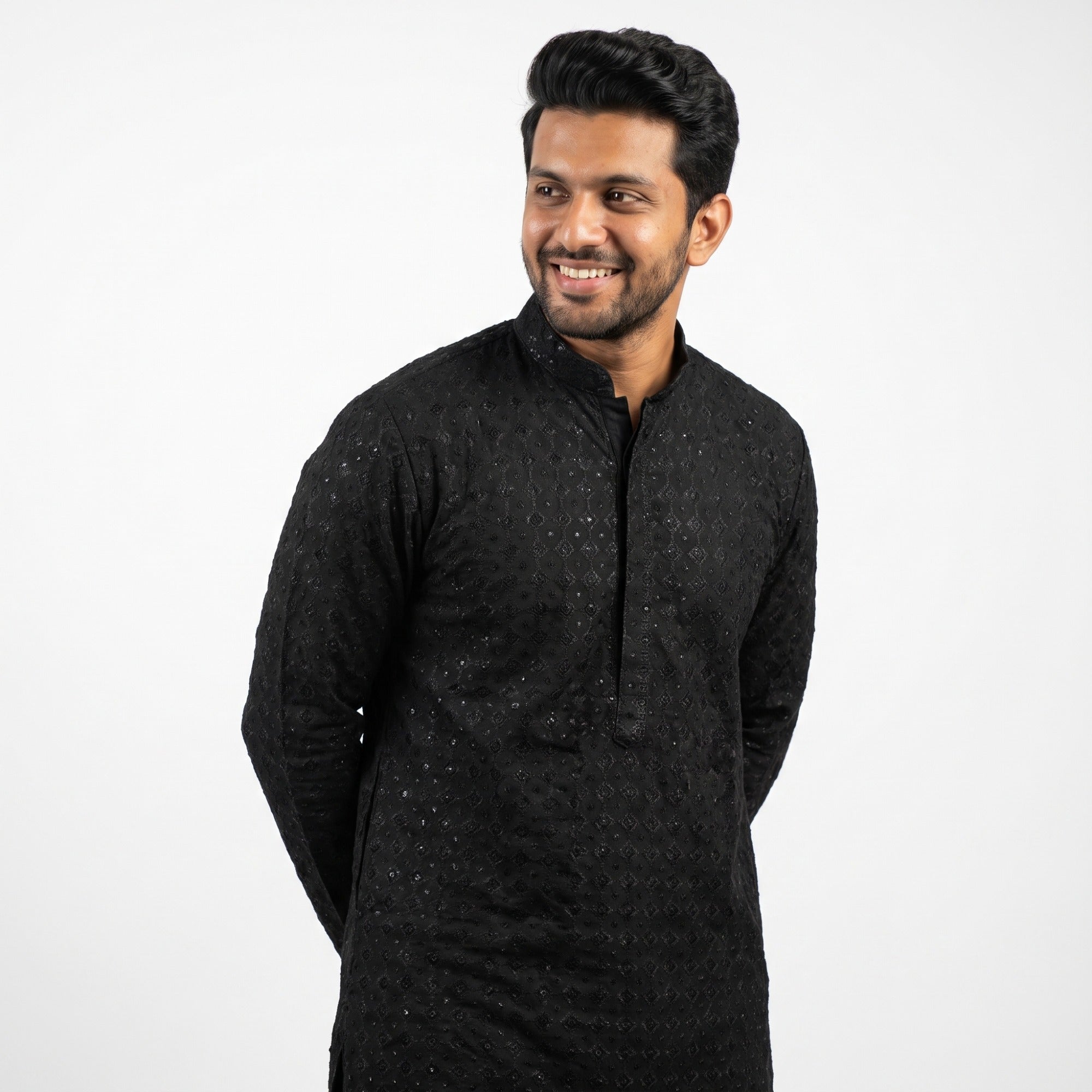 Midnight Diamond Chikankari Kurta(70113)