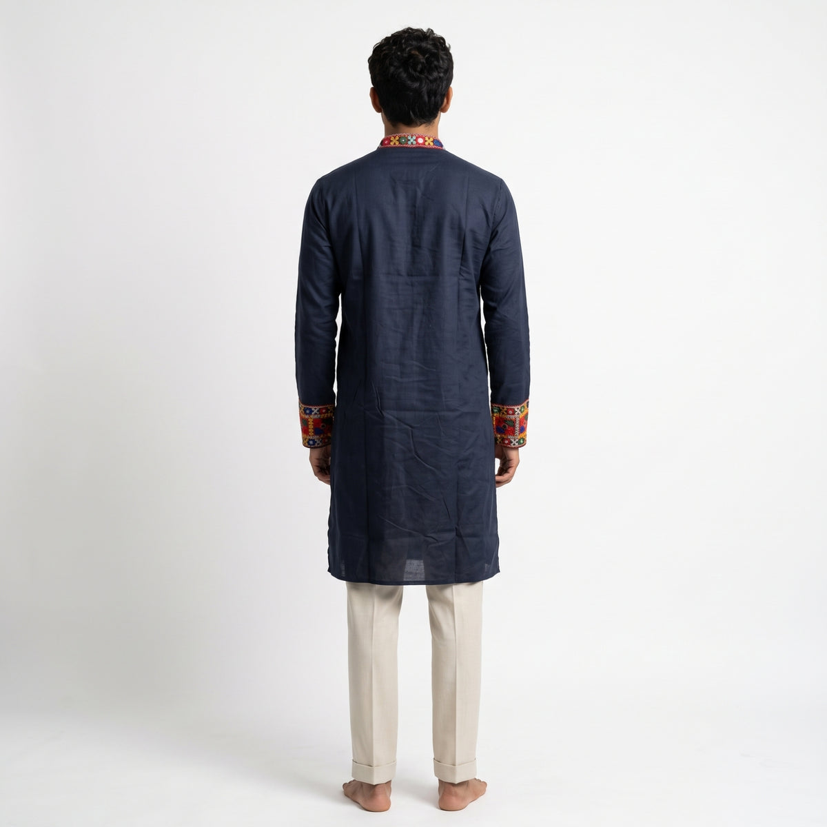 Blue Kutchi Mirror-Work Kurta (2878)