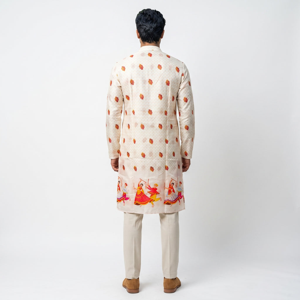Off-White Festive Dandiya Print Kurta(1252)