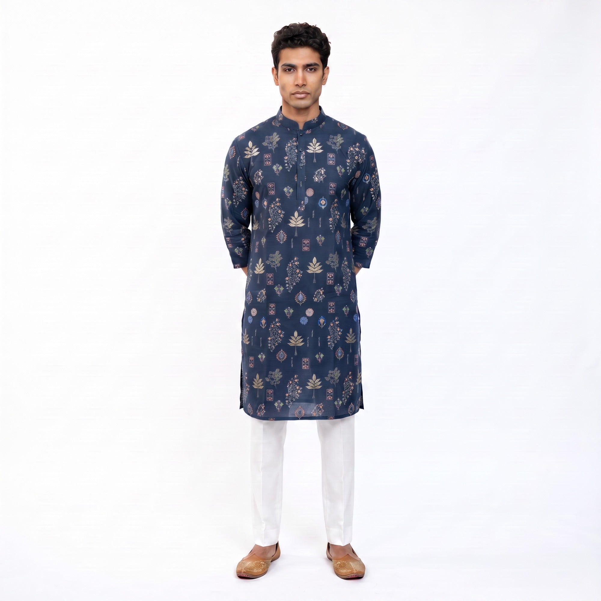 Navy Blossom Festive Kurta (4578)