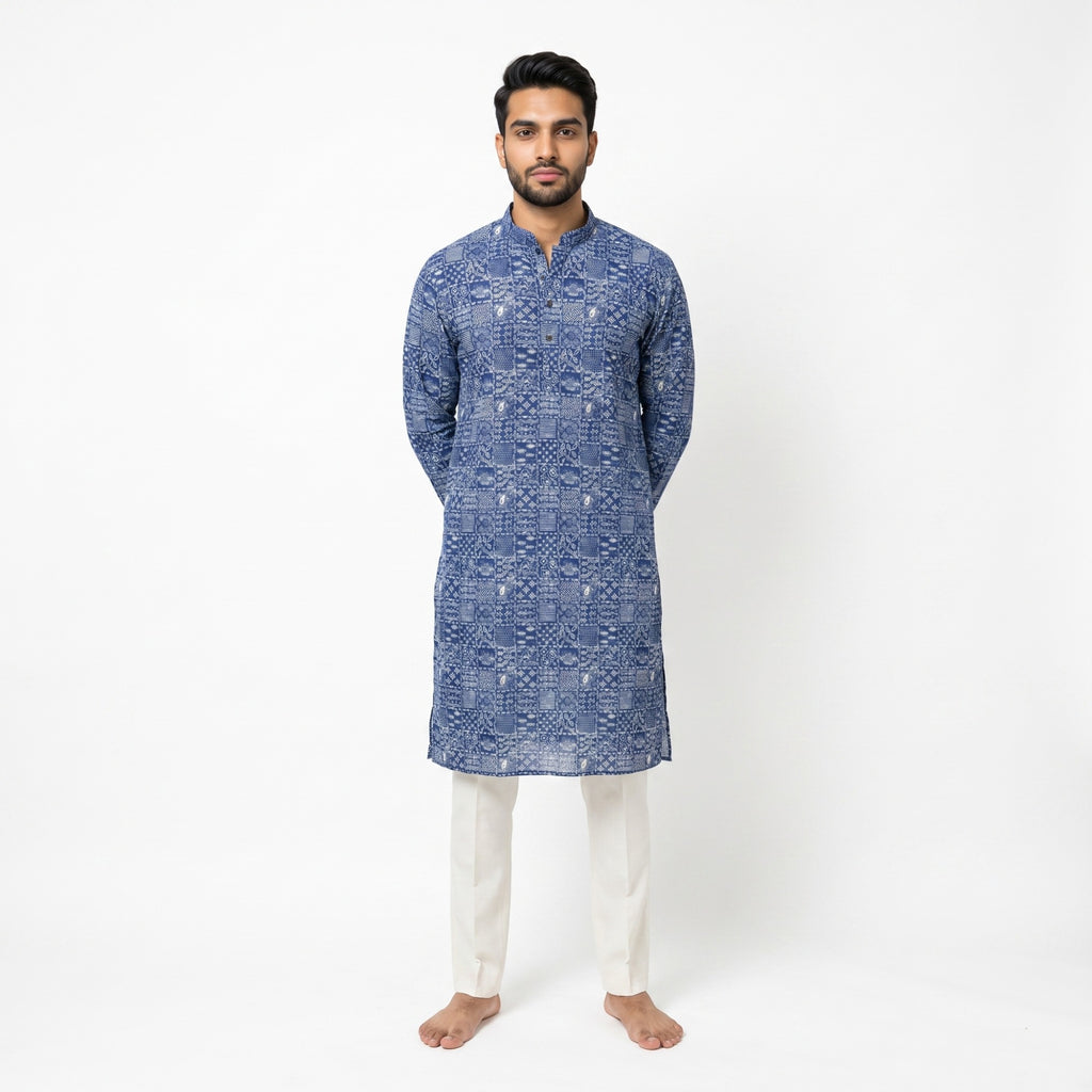 Shahi Indigo Patchwork Kurta (4556)