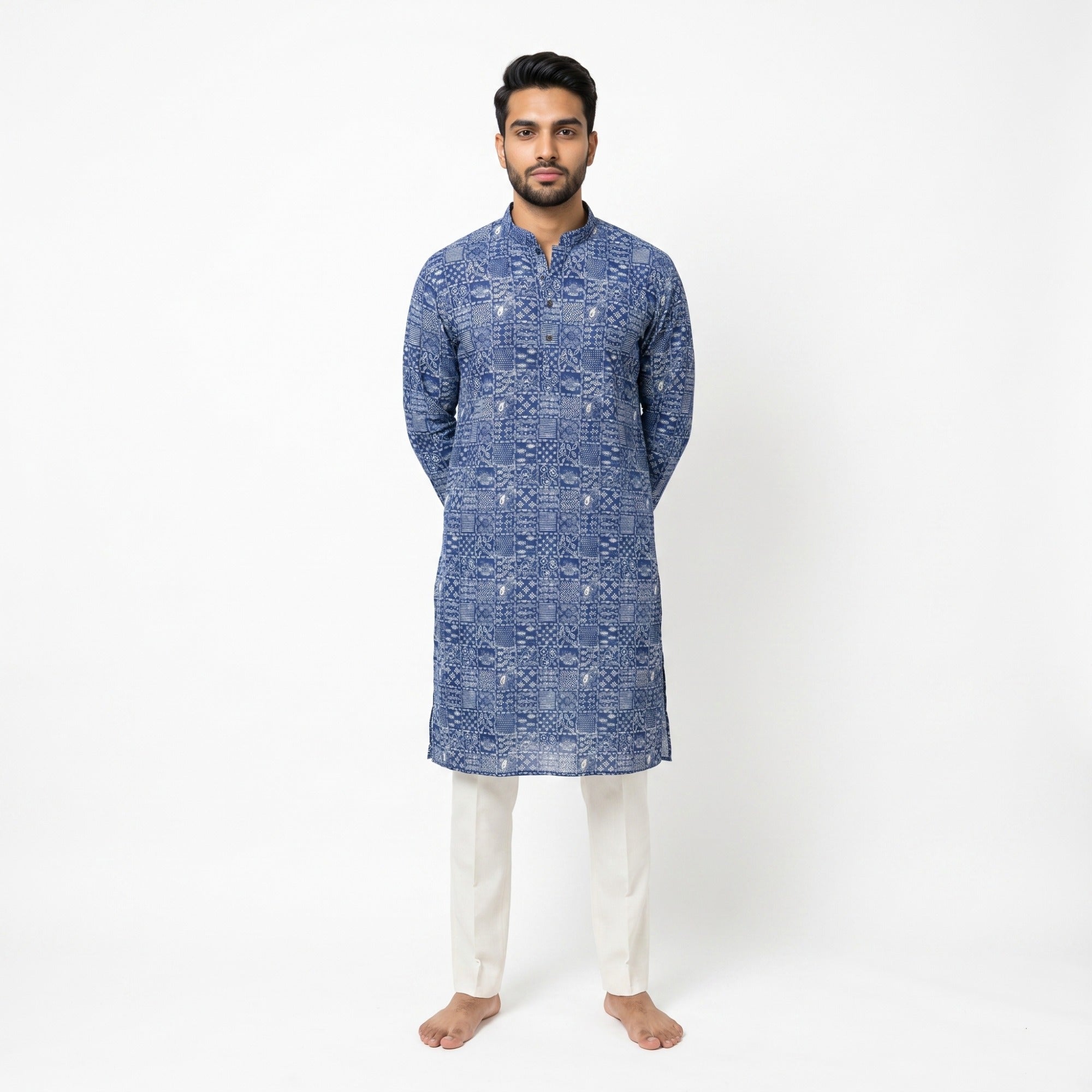 Shahi Indigo Patchwork Kurta (4556)