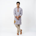 Men’s Light Purple Kutchi Embroidered Kurta (2878)