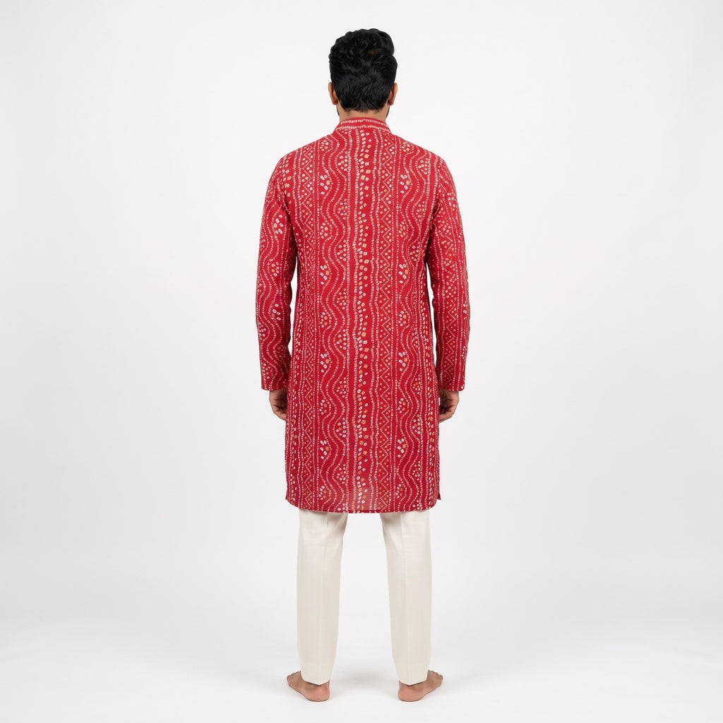Bandhni Printed Kurta with Matching Dupatta Set for Men(52Dl)