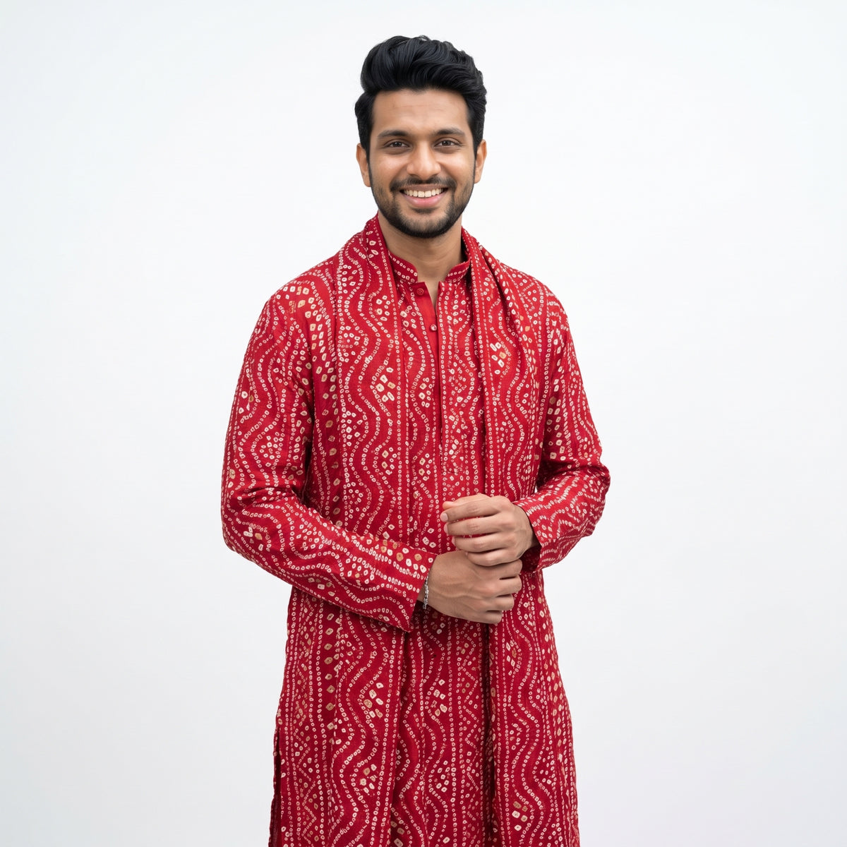 Bandhni Printed Kurta with Matching Dupatta Set for Men(52Dl)