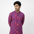 Men's Royal Purple Bandhani Printed Cotton Kurta (2228)