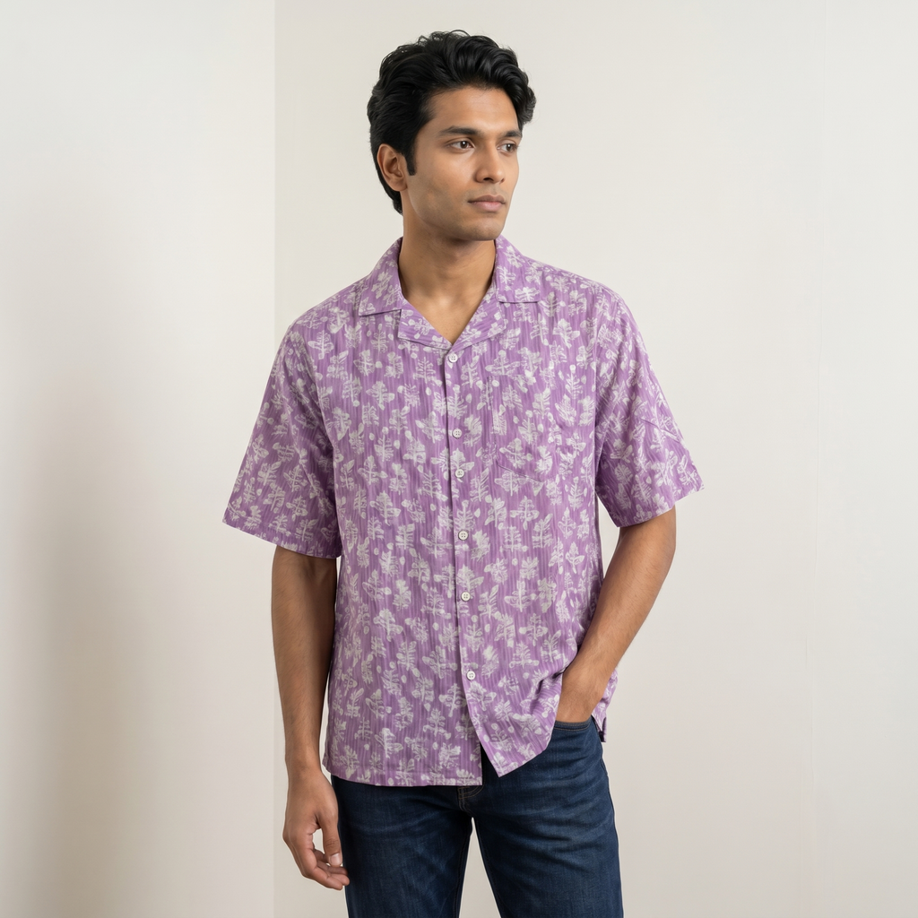 Lavender Mist Designer Cotton Shirt (1131)
