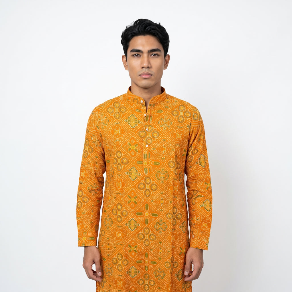 Men's  Bandhani Printed Cotton Kurta(2228)