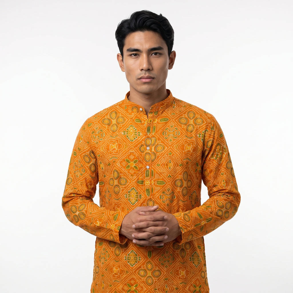 Men's  Bandhani Printed Cotton Kurta(2228)