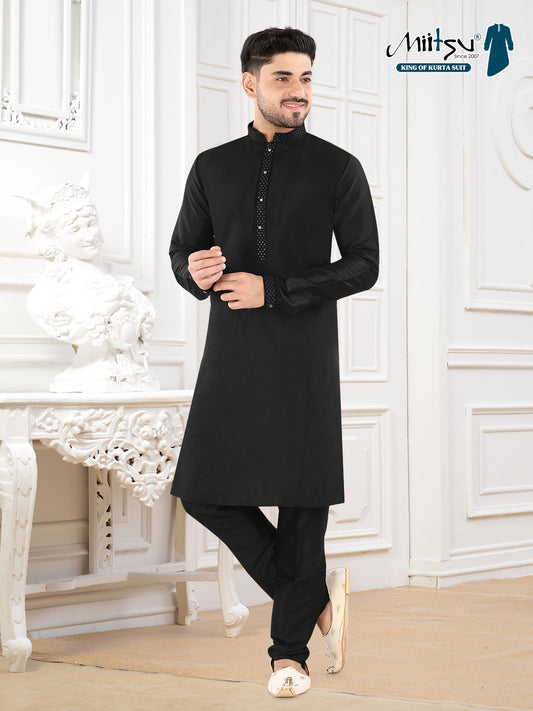 Midnight Sovereign Black Kurta Set” – By Miitsu (k119)