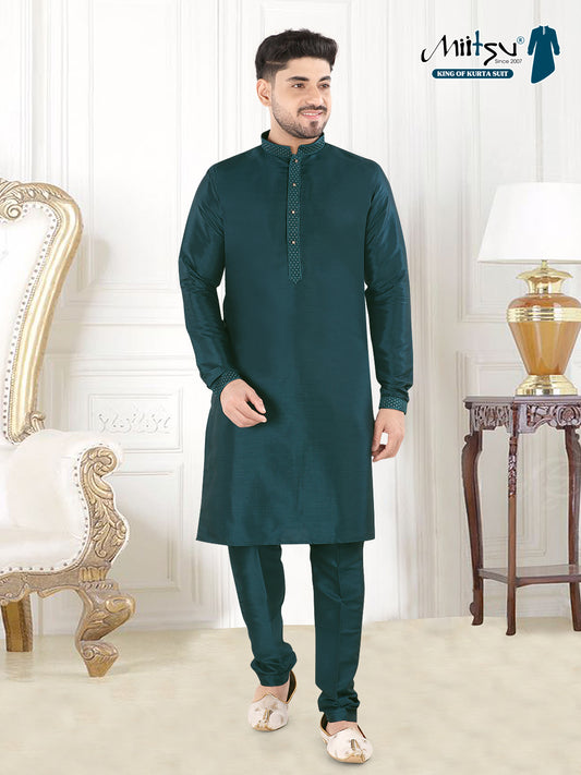 Emerald Royale Silk Kurta Set” – By Miitsu (k119)