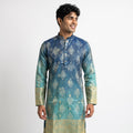 Ocean Blue Woven Jacquard Silk Kurta(50066)