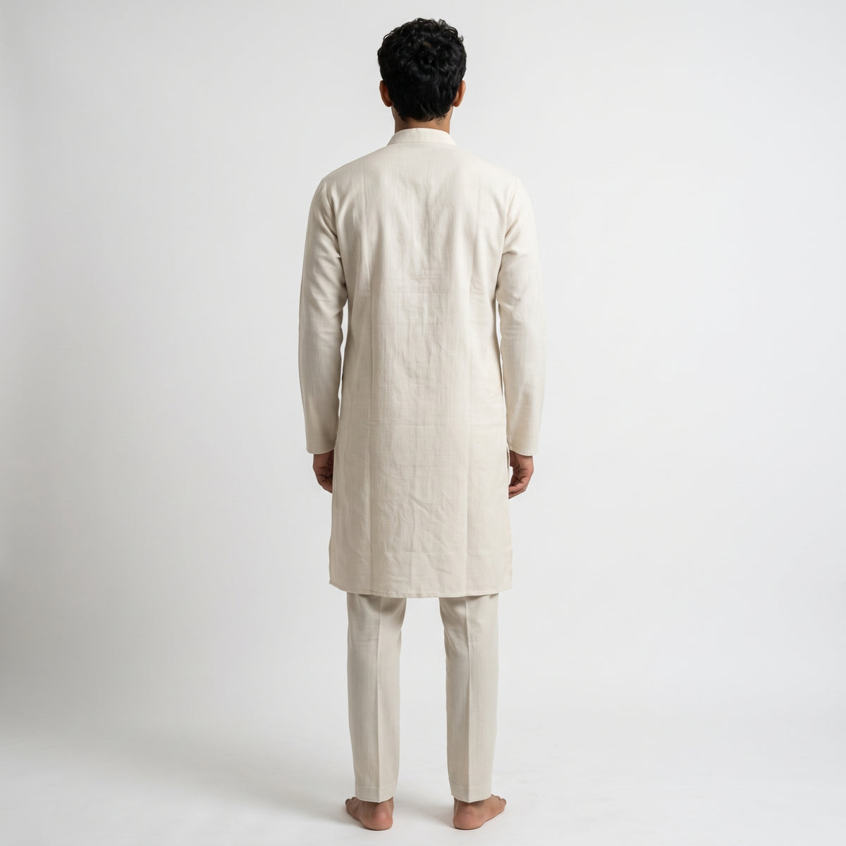 Off-White Kurta with Multicolored Mirror Clusters(1923)