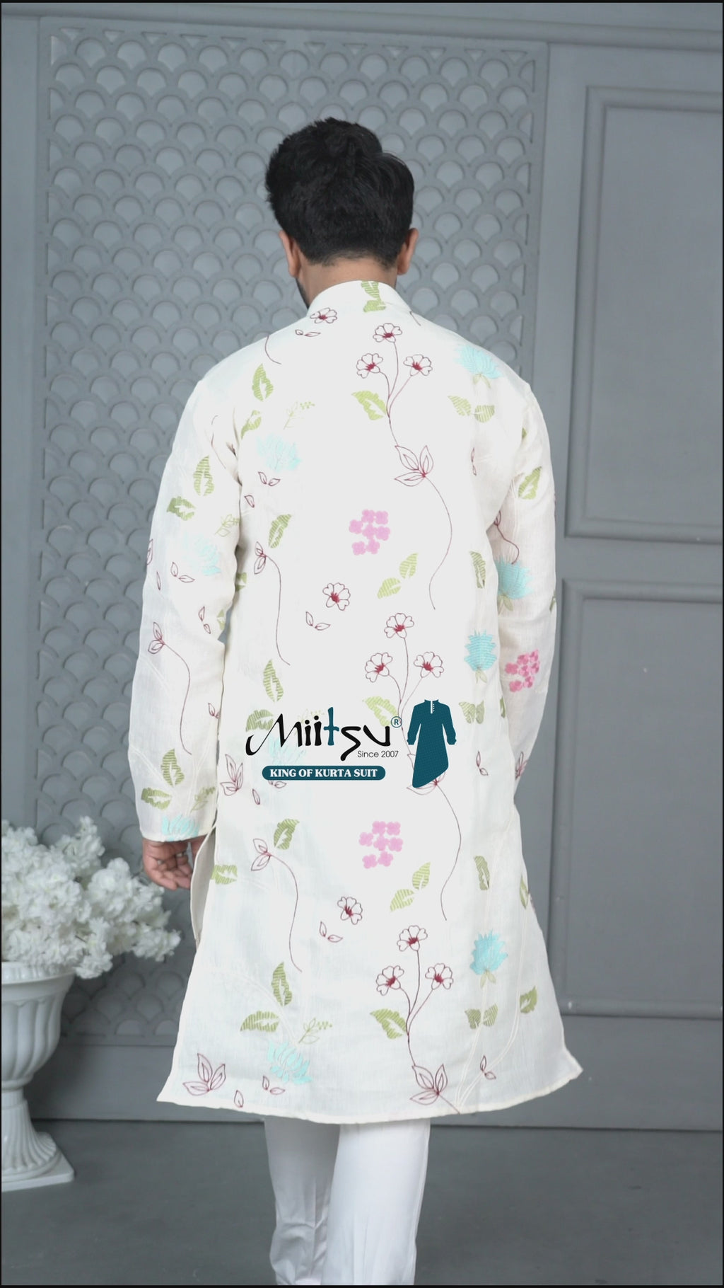Ivory Garden Kurta – Pastel Floral Festive Wear (1092)