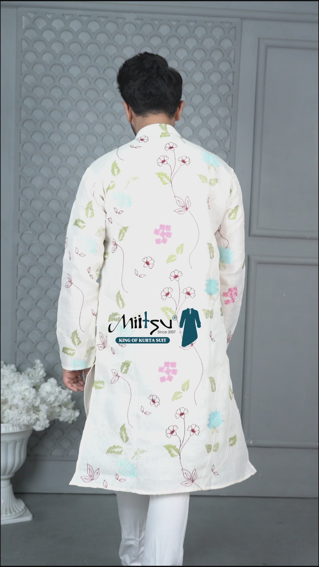 Ivory Garden Kurta – Pastel Floral Festive Wear (1092)