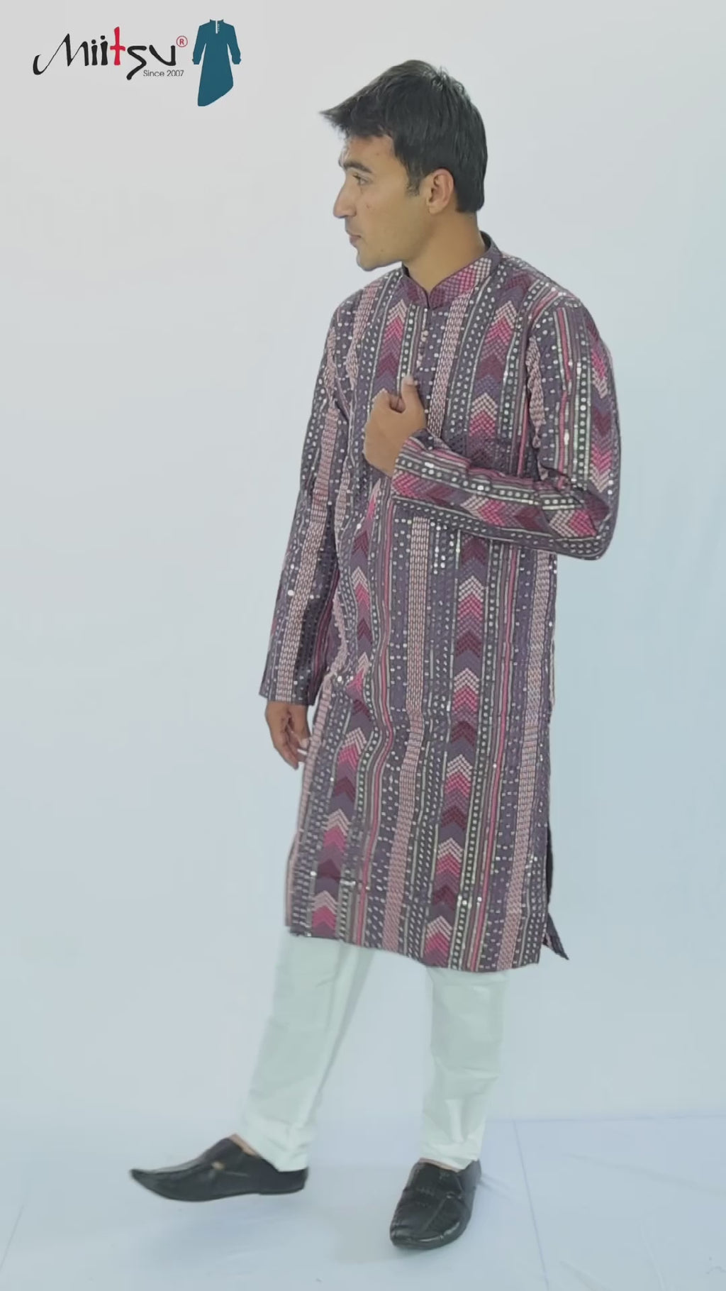 Thread Work with Mirror Lucknowi Kurta Set (5179)