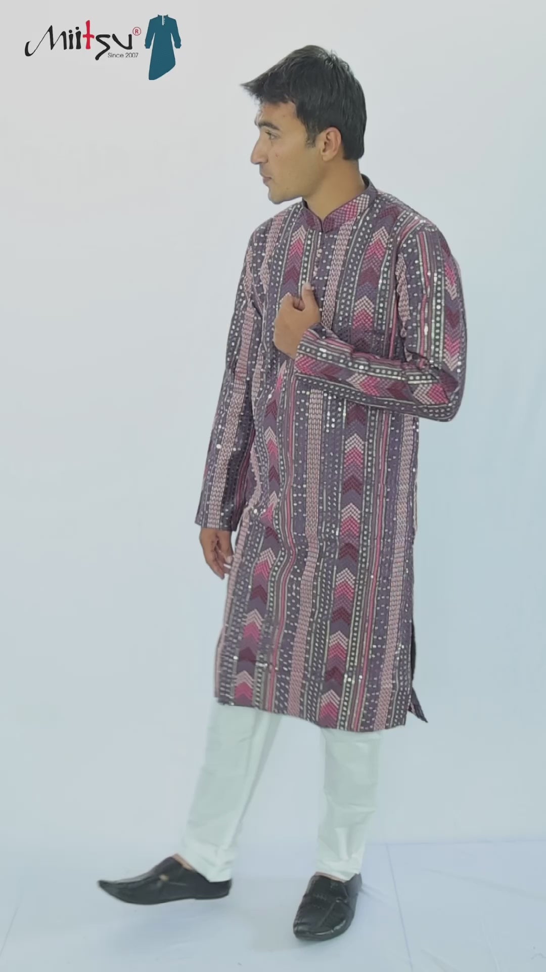 Thread Work with Mirror Lucknowi Kurta Set (5179)
