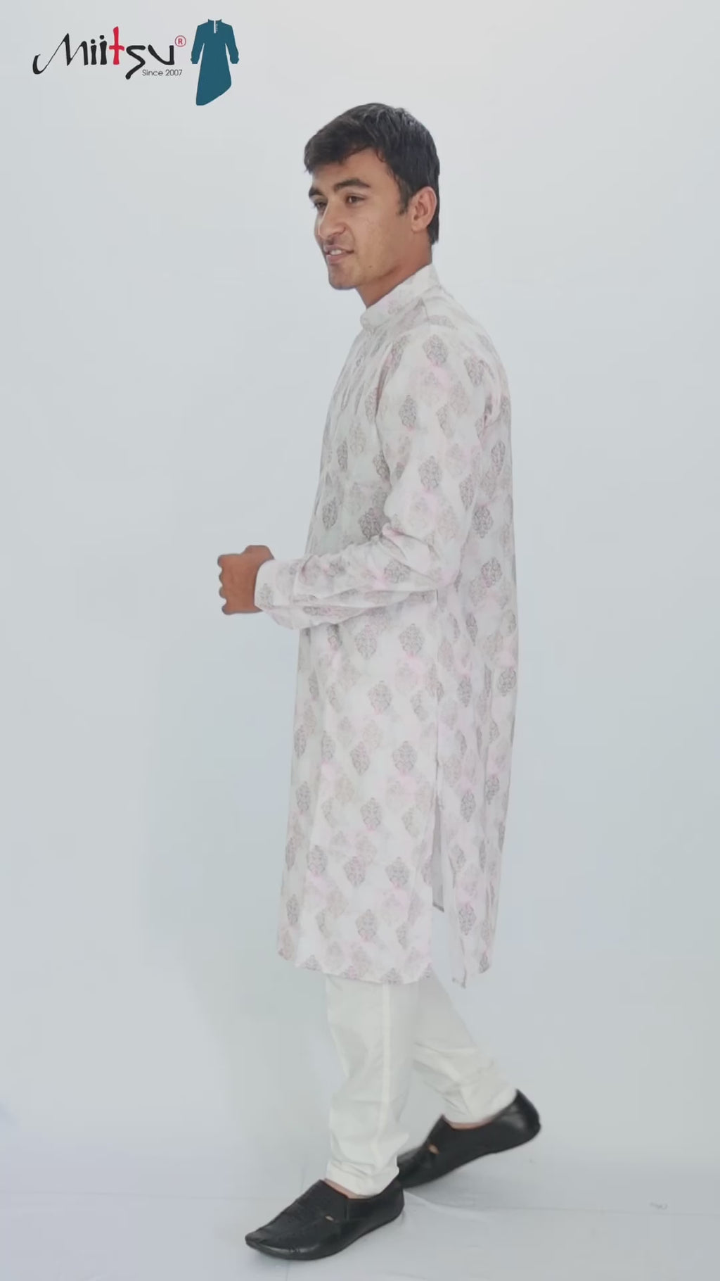 Men’s Subtle Peach Floral Kurta Set (1204)