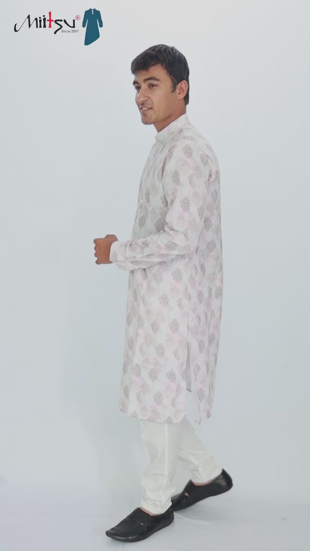 Men’s Subtle Peach Floral Kurta Set (1204)