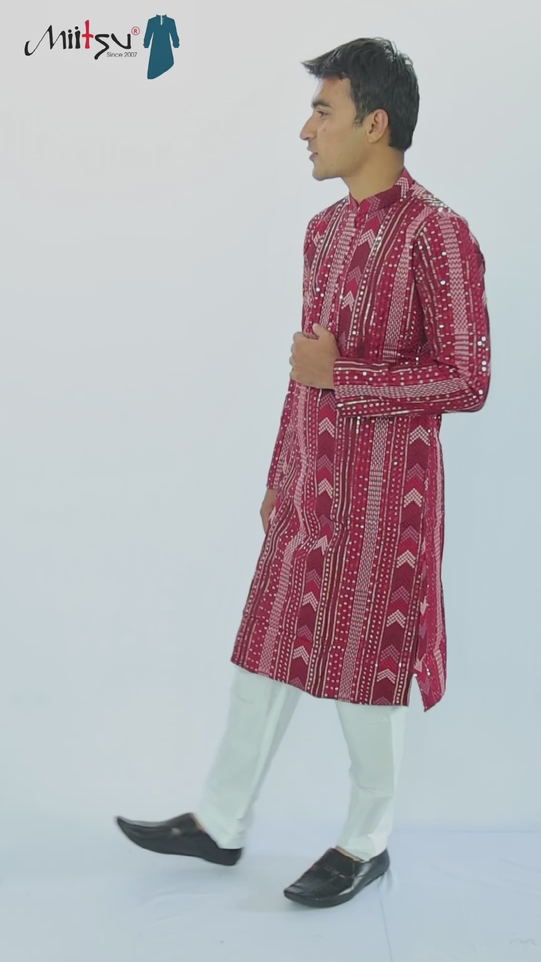 Thread Work with Mirror Lucknowi Kurta Set (5179)