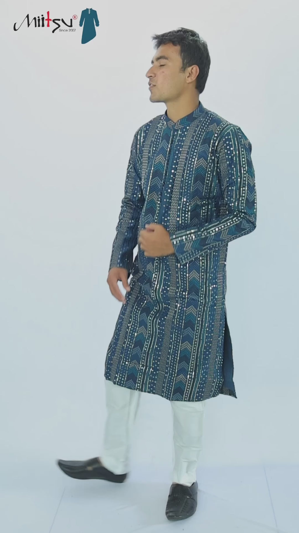 Thread Work with Mirror Lucknowi Kurta Set (5179)