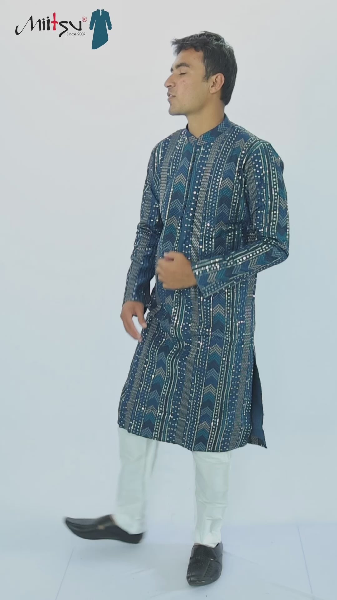 Thread Work with Mirror Lucknowi Kurta Set (5179)
