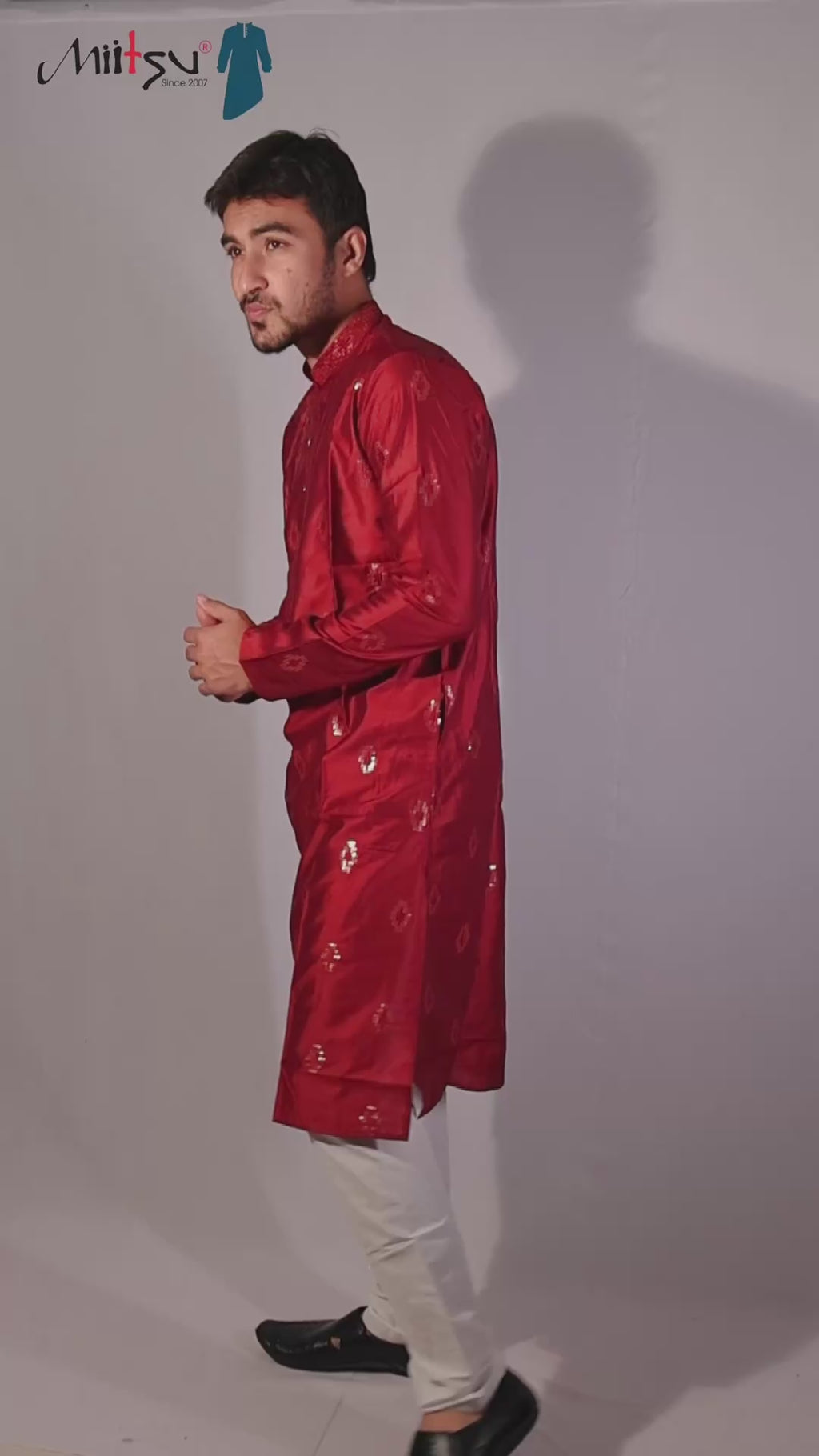Elegance in Red Sequin Embroidered Kurta Set(10085)
