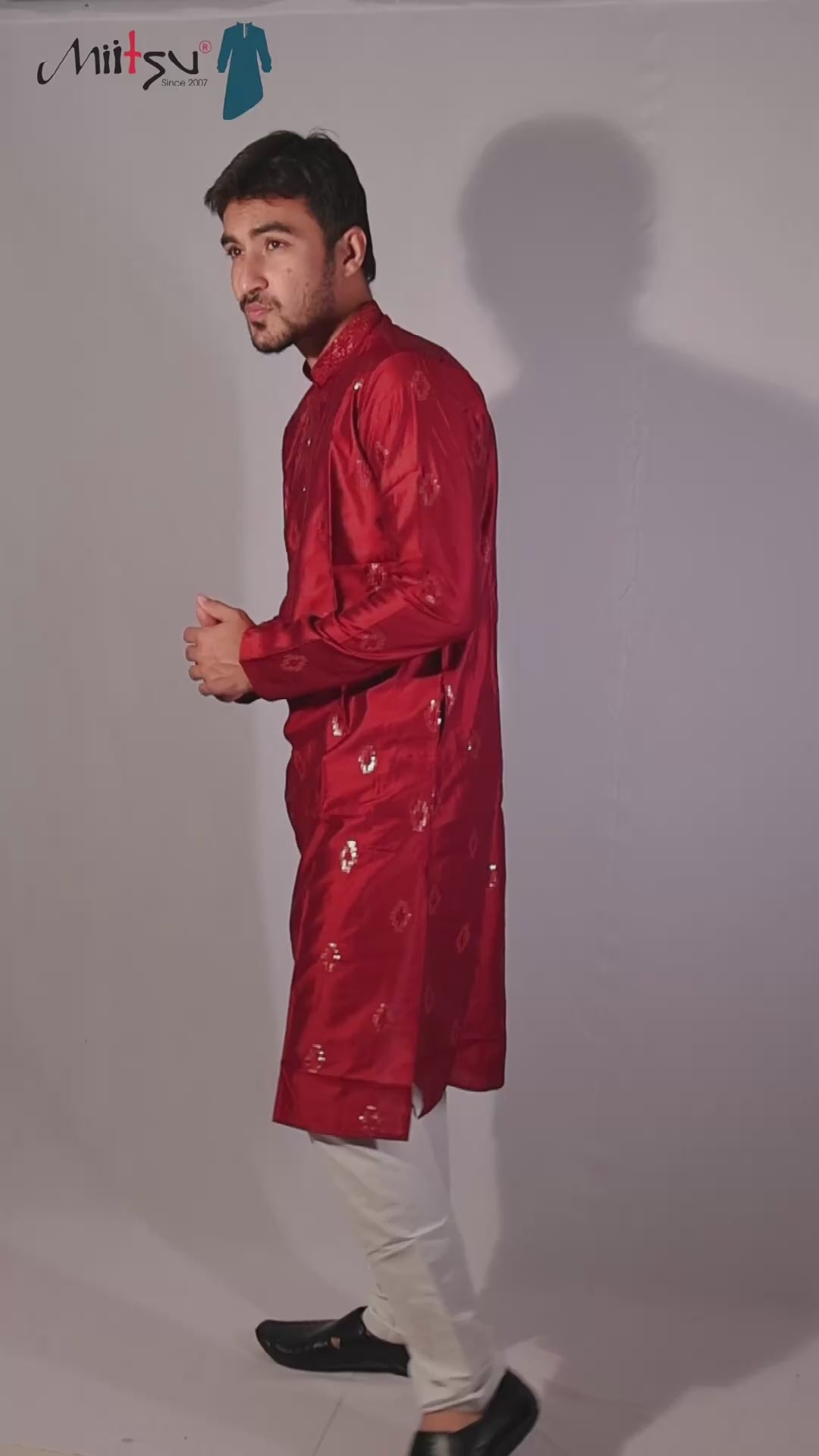 Elegance in Red Sequin Embroidered Kurta Set(10085)