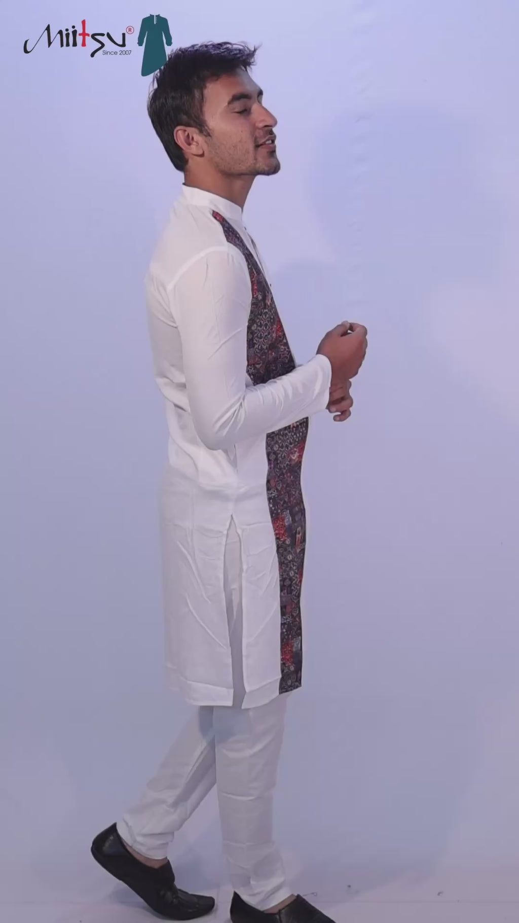 White Mosaic Cotton Kurta (5050)
