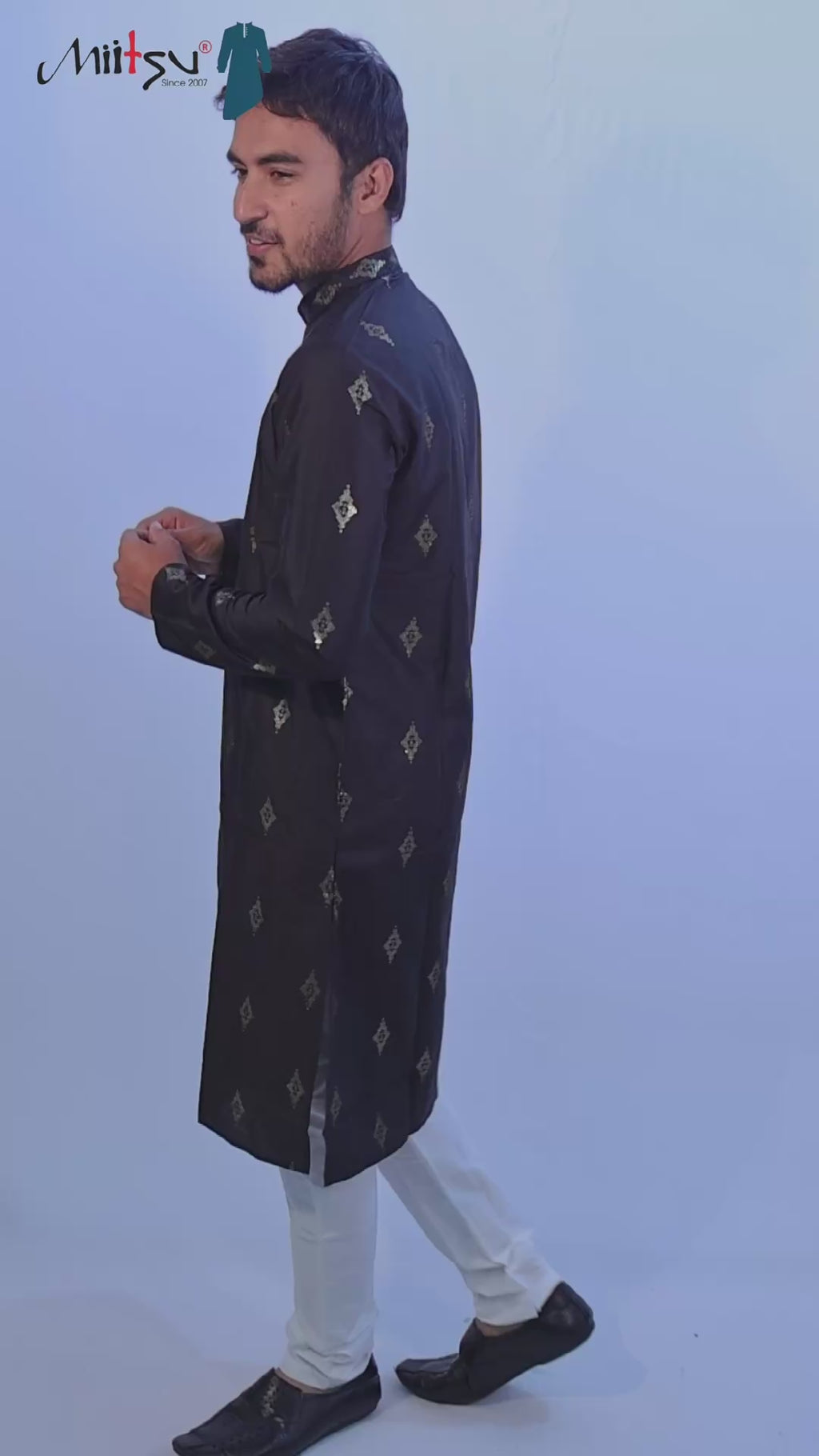 Midnight Black Embroidered Kurta Set (10086)