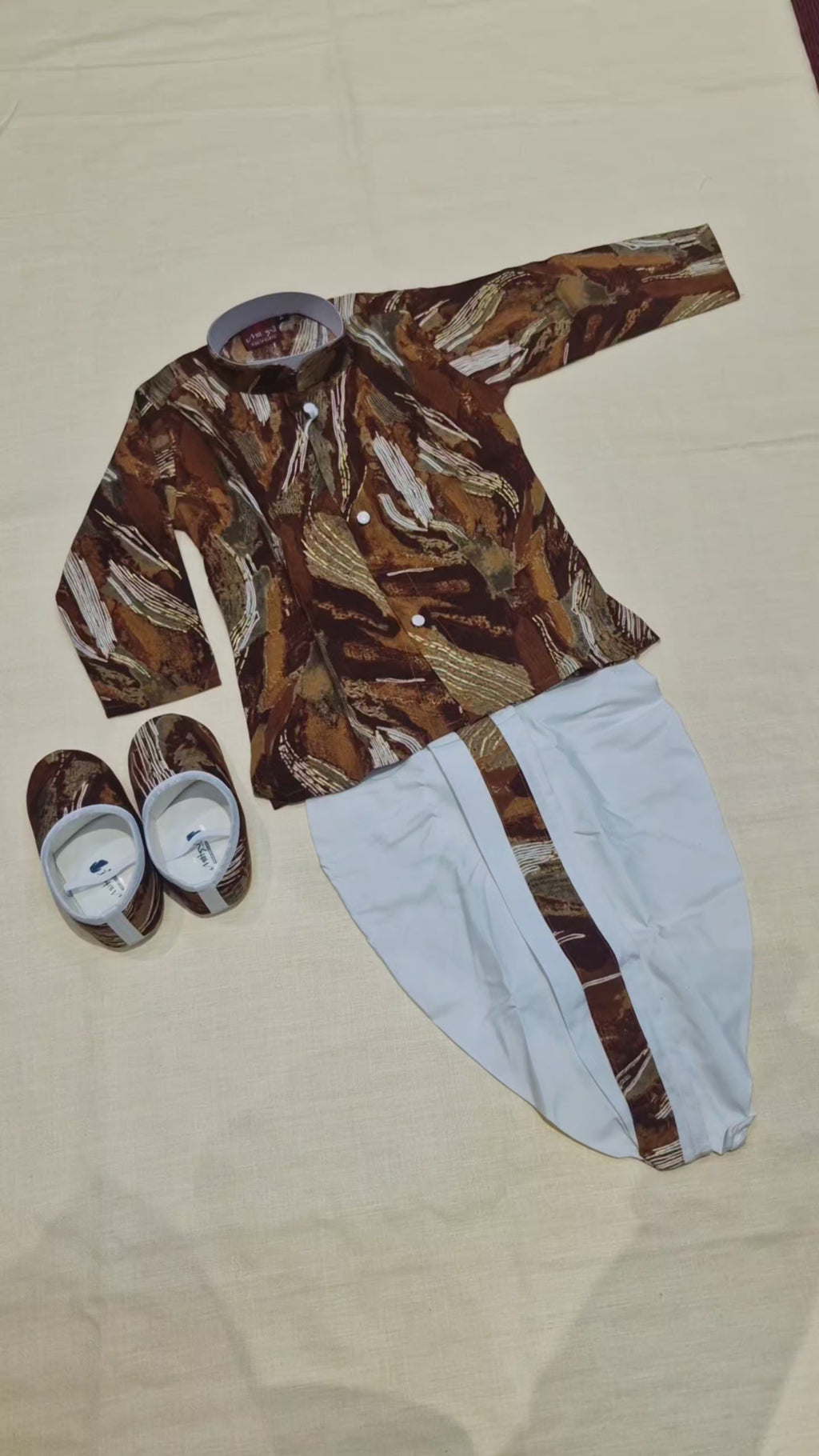 Baby Boy Traditional Printed Dhoti Kurta & Mojari Set(6203)